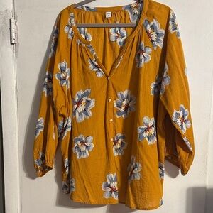 Old Navy Mustard Floral Blouse